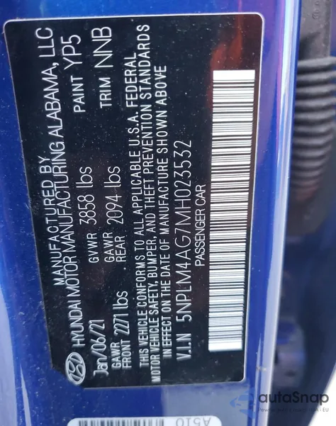 2021 Hyundai Elantra Sel из США, поврежденный, VIN 5NPLM4AG7MH023532